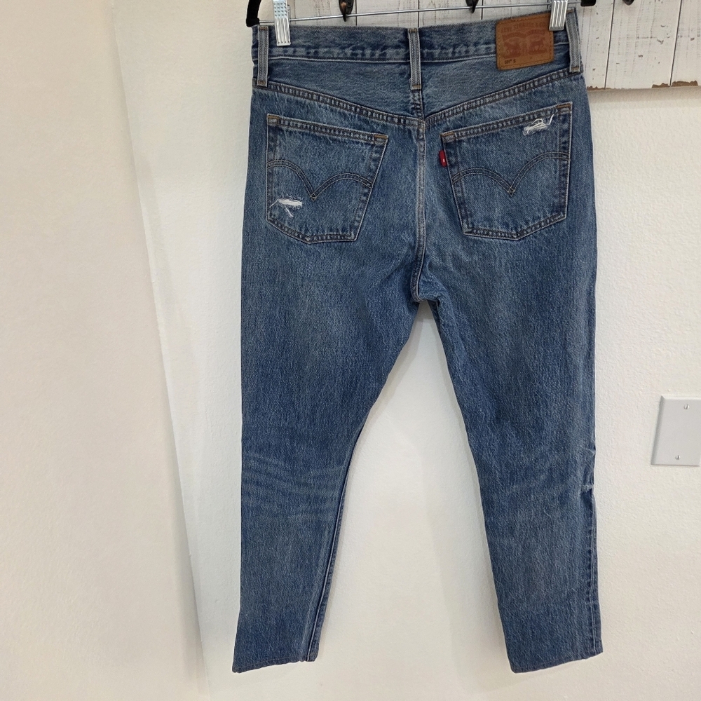Levis Womens 501s Button Fly Straight Jeans - Picture 3 of 9